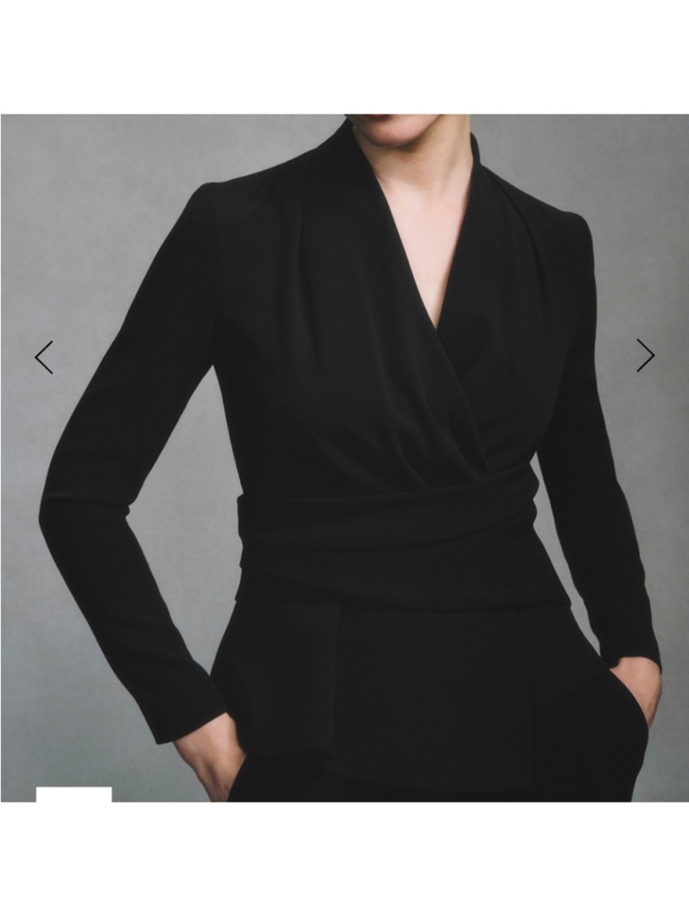 Elegant Black Draped Wrap Blouse - Women's - Picture 2 of 7